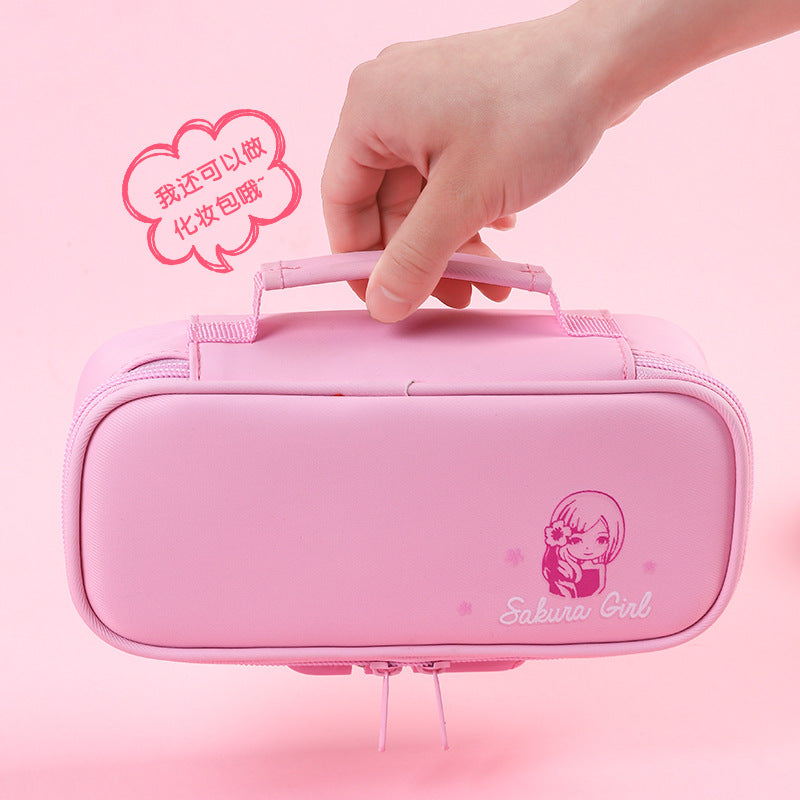 Cross-border password lock pencil bag, large capacity four-layer multi-functional stationery bag, simple anti-theft stationery box for primary and secondary school students