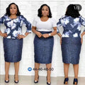 Kayaat cross-border sourcing: african plus-size women's clothing -  &  - printed & beaded two-piece outfit/dress
