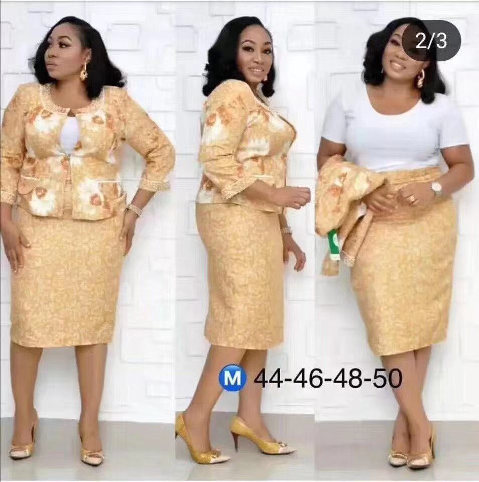 Kayaat cross-border sourcing: african plus-size women's clothing -  &  - printed & beaded two-piece outfit/dress