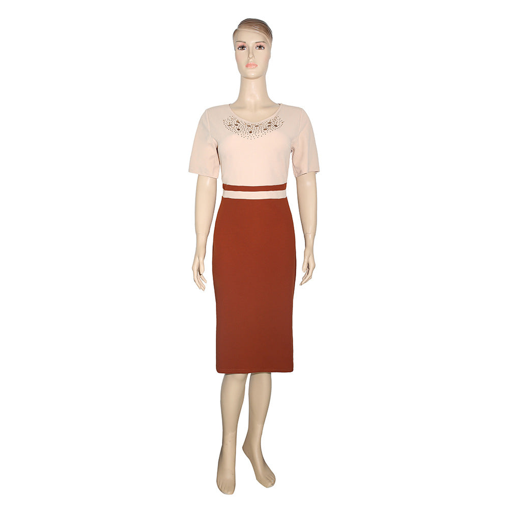 supply of african women's clothing    two-piece set hot stamping printing small suit dress
