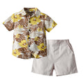 New summer collection: boys' floral shirt & british style shorts - casual two-piece set for kids