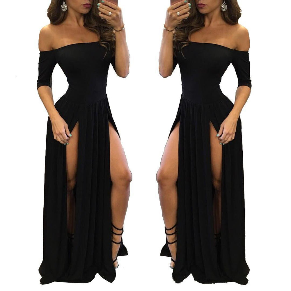 2026 cross-border amazon new arrival: off-the-shoulder maxi dress with short sleeves