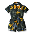 Summer new children's outfit set, kids' printed short-sleeve casual set, hawaiian vacation outfit, in-stock baby suit