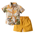 European and american style ins-inspired boys' printed short-sleeve and shorts two-piece outfit - kids' clothing cross-border baby set