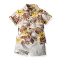 New summer collection: boys' floral shirt & british style shorts - casual two-piece set for kids