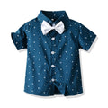 European and american style summer kids' clothing: star print short-sleeve overalls and shorts gentleman set wholesale baby set