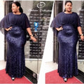Kayat cross-border supply: african women's clothing - heavily beaded sequin patchwork chiffon batwing sleeve evening gown dress