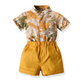 European and american style ins-inspired boys' printed short-sleeve and shorts two-piece outfit - kids' clothing cross-border baby set