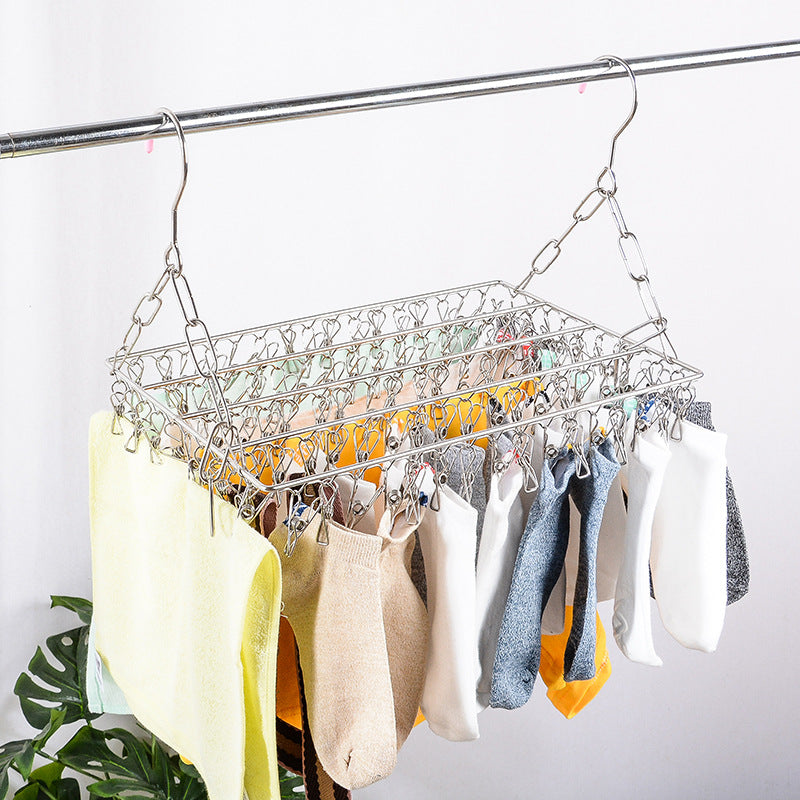 Stainless steel balcony outer drying rack multi-functional folding anti-theft window sill storage hanging drying artifact outside the window drying shoe rack