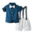 European and american style summer kids' clothing: star print short-sleeve overalls and shorts gentleman set wholesale baby set