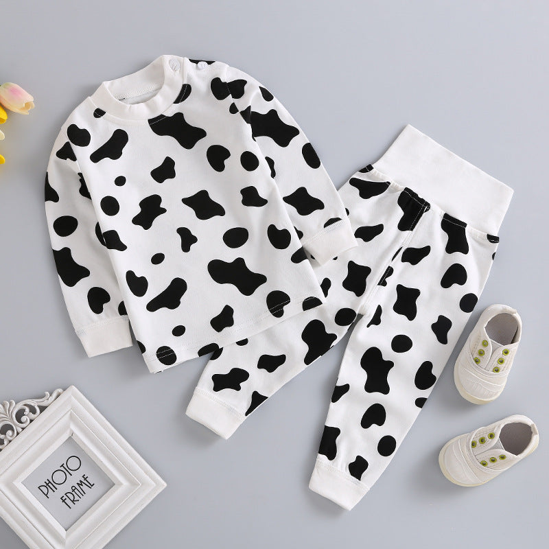 Wholesale baby high-waisted thermal underwear set, newborn bodysuit, 0-3 years old kids' clothes, boys' and girls' thermal underwear