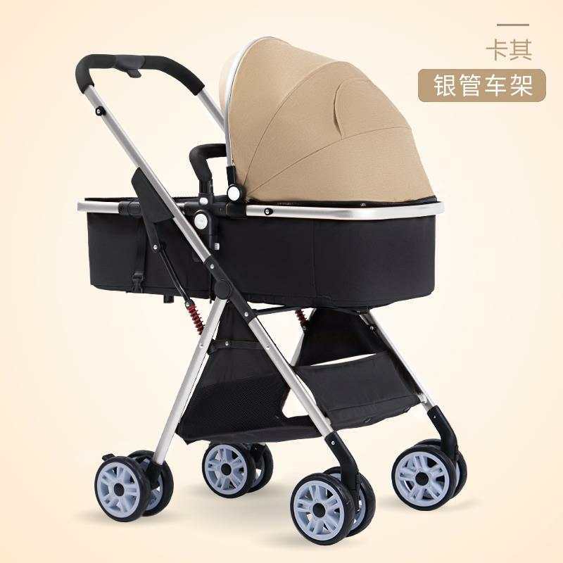 High-view baby stroller - reclining, lightweight, foldable, four-wheel shock absorption umbrella stroller for babies and toddlers (0-3 years)
