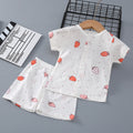 Baby short-sleeve set, pure cotton summer outfit, infant short-sleeve cardigan, newborn loungewear, lightweight children's pajamas