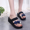 Slip-on amh lace 3d rose & colorful chrysanthemum flip-flops - women's summer platform wedge beach sandals