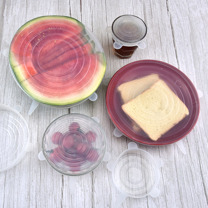 Douyin same silicone fresh-keeping cover 6-piece set, multi-functional sealing fresh-keeping bowl cover creative stretching plastic wrap hot-selling
