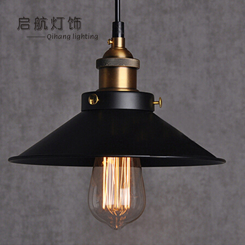 American retro chandelier Loft small black umbrella single head wrought iron industrial style cafe bar creative restaurant chandelier