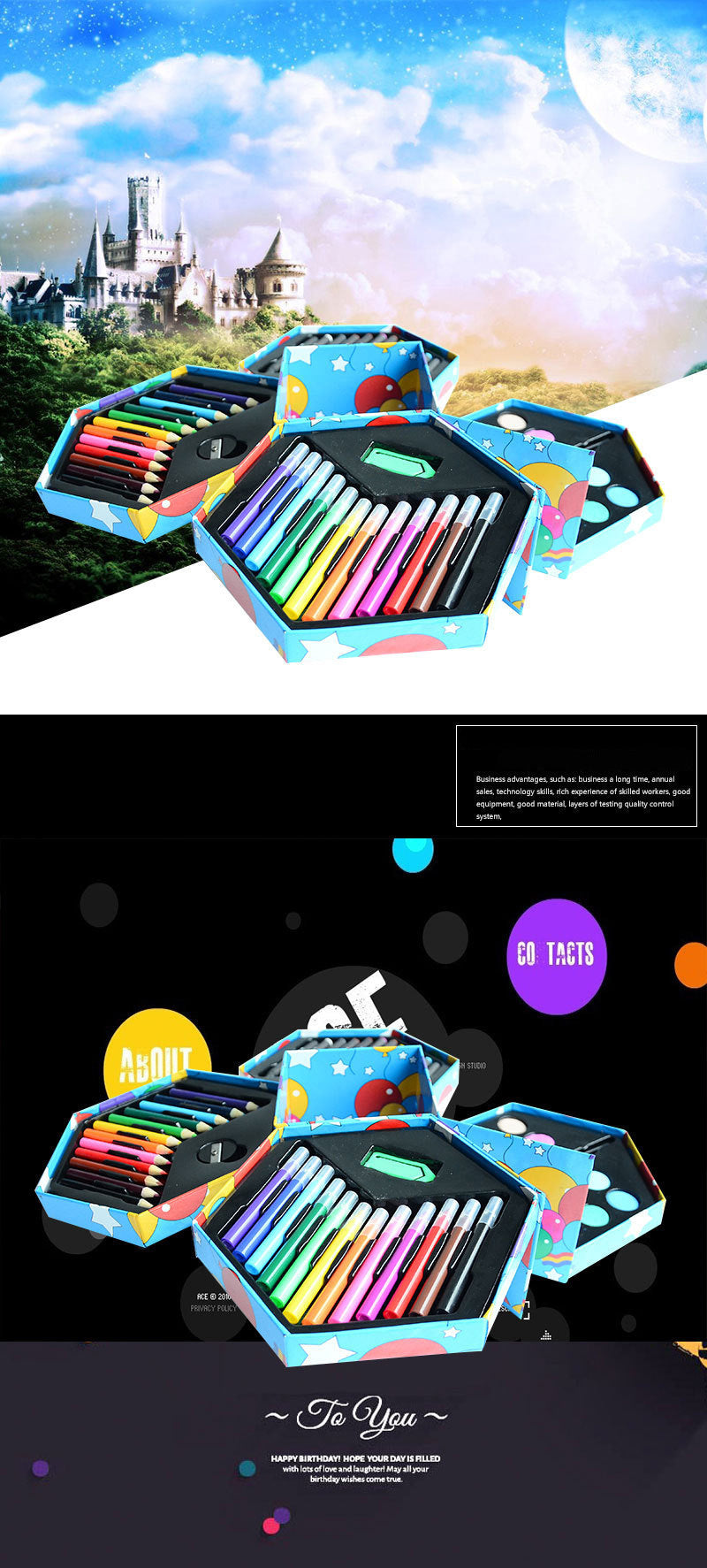 Customized Children's Watercolor Pen Stationery Set Art Supplies Painting Tools Oil Painting Stick Children's Painting Gift Box Gifts