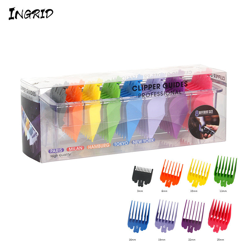 Hair salon push and cut universal caliper limit comb with storage box color 8-piece set of teeth positioning comb electric push aid