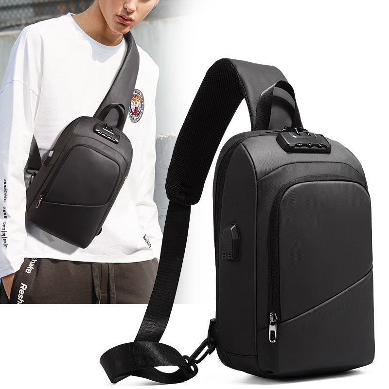 Cross-border new products Men's fashion shoulder bag small bag Crossbody bag Men's, European and American style small bag usb charging anti-theft breast bag
