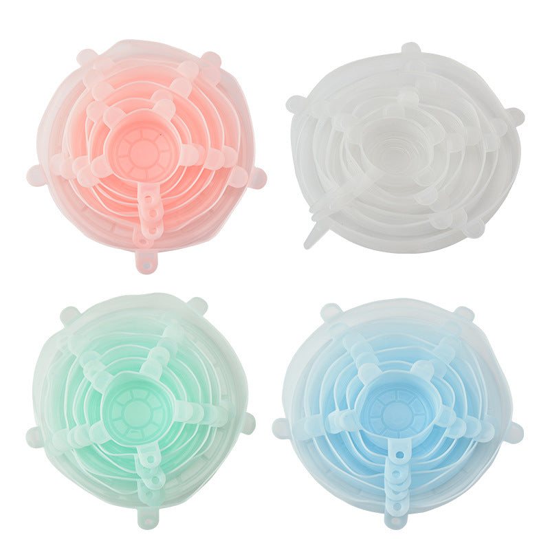 Douyin same silicone fresh-keeping cover 6-piece set, multi-functional sealing fresh-keeping bowl cover creative stretching plastic wrap hot-selling