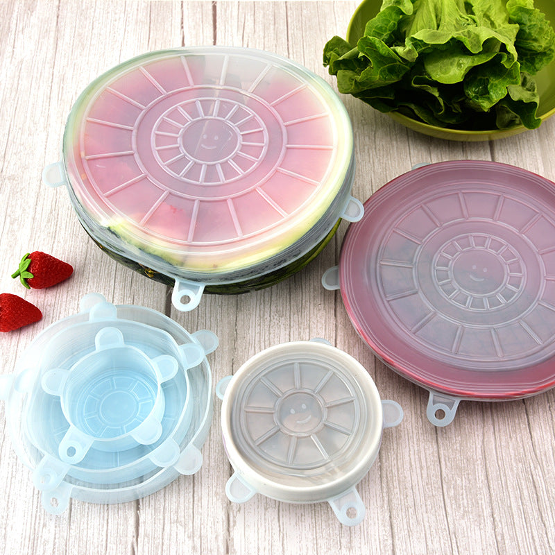 Douyin same silicone fresh-keeping cover 6-piece set, multi-functional sealing fresh-keeping bowl cover creative stretching plastic wrap hot-selling