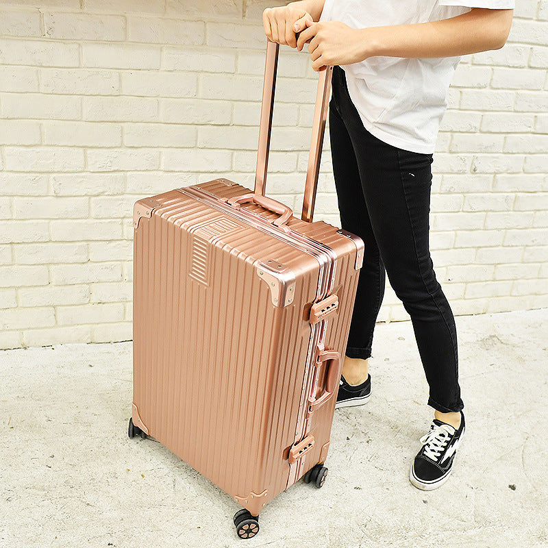 New trolley case wholesale 24-inch aluminum frame universal wheel suitcase women's suitcase 20-inch password boarding case leather case