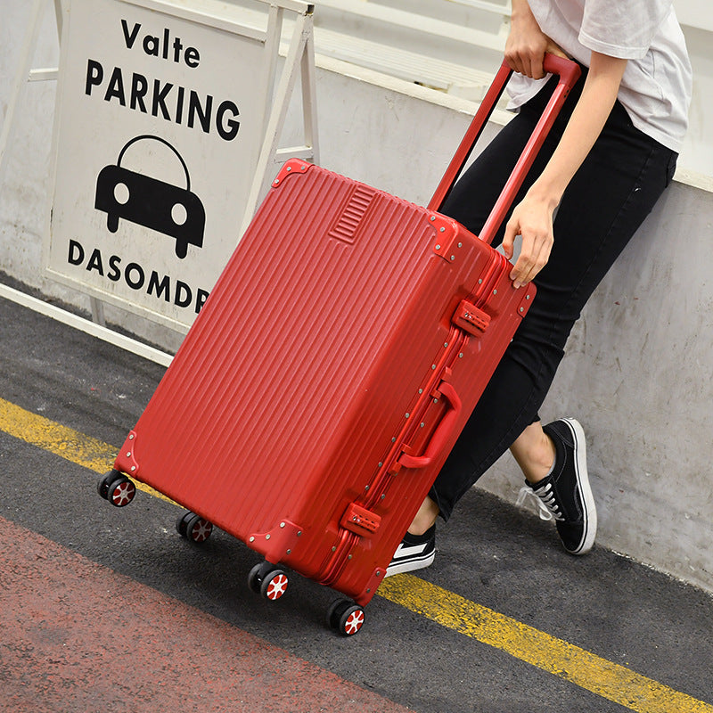 New trolley case wholesale 24-inch aluminum frame universal wheel suitcase women's suitcase 20-inch password boarding case leather case