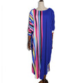 cross-border e-commerce   african plus size women's vertical stripe printed sleeve dress wholesale