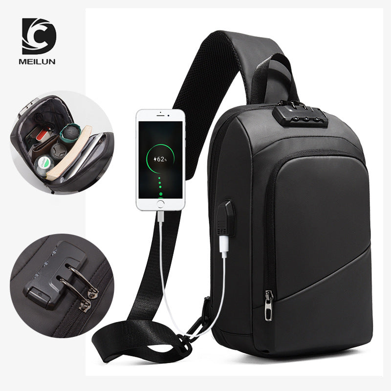 Cross-border new products Men's fashion shoulder bag small bag Crossbody bag Men's, European and American style small bag usb charging anti-theft breast bag