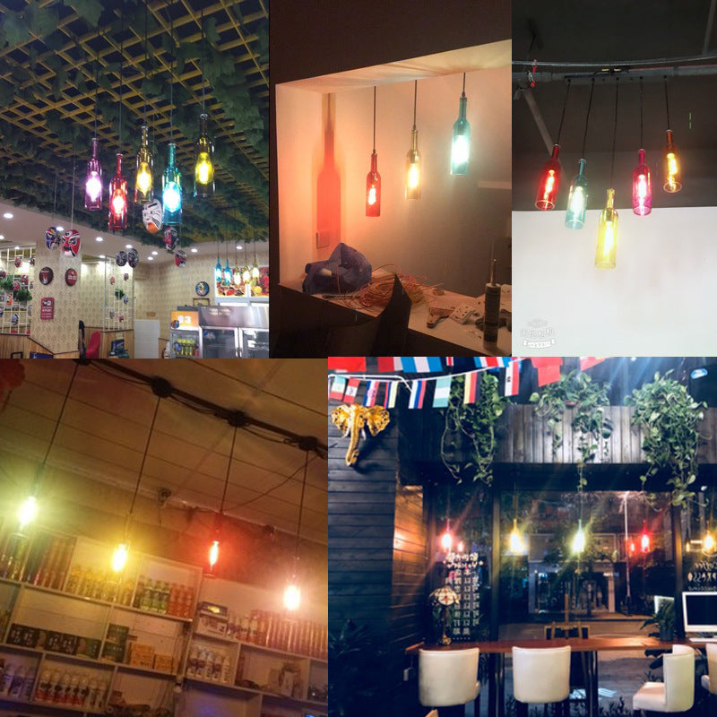 Wine bar chandelier retro industrial style wine bottle lamp restaurant clothing store creative personality wrought iron bar wine bottle chandelier