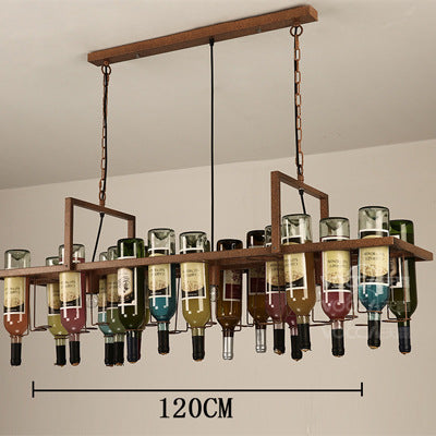 Wine bar chandelier retro industrial style wine bottle lamp restaurant clothing store creative personality wrought iron bar wine bottle chandelier