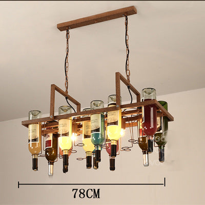 Wine bar chandelier retro industrial style wine bottle lamp restaurant clothing store creative personality wrought iron bar wine bottle chandelier