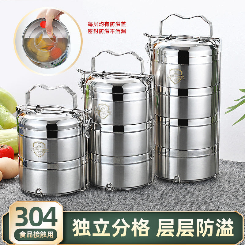 304 stainless steel basket adult student anti-spill pot double multi-layer large capacity lunch box bucket compartment lunch box