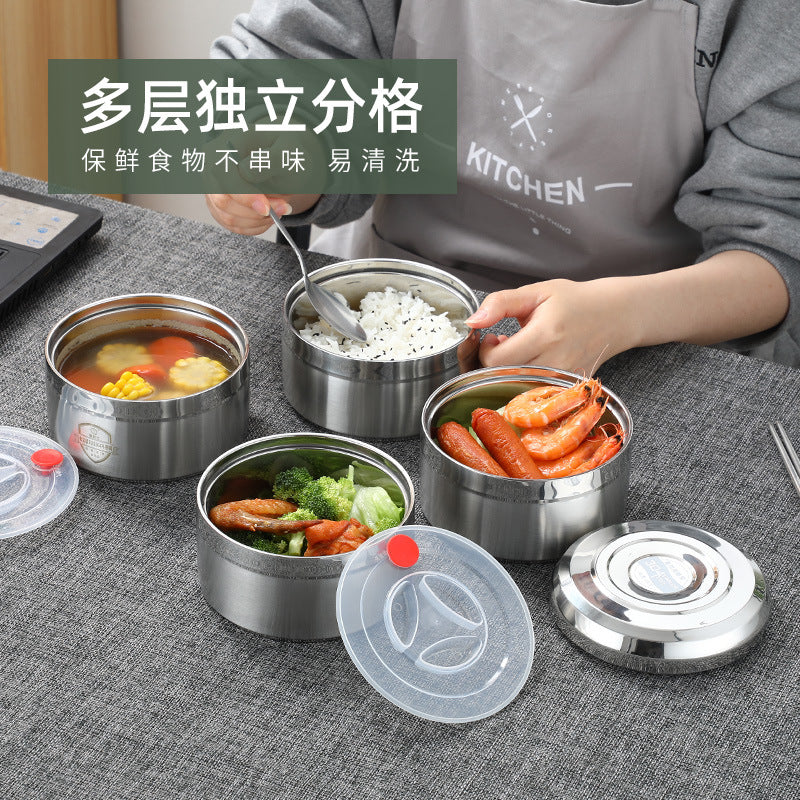 304 stainless steel basket adult student anti-spill pot double multi-layer large capacity lunch box bucket compartment lunch box