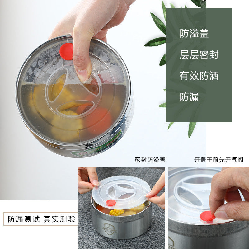 304 stainless steel basket adult student anti-spill pot double multi-layer large capacity lunch box bucket compartment lunch box
