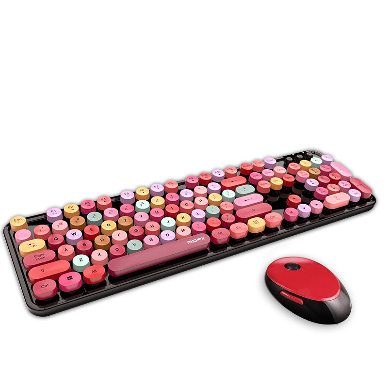 Sweet wireless keyboard and mouse combo - colorful lipstick design, punk style, cute office set for women - cross-border e-commerce