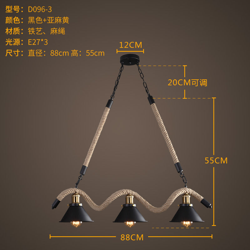 Loft Industrial Bar Counter American Lighting Restaurant Cashier Desk Lamp Internet Cafe Billiards Room Hotel Front Desk Hemp Rope Chandelier