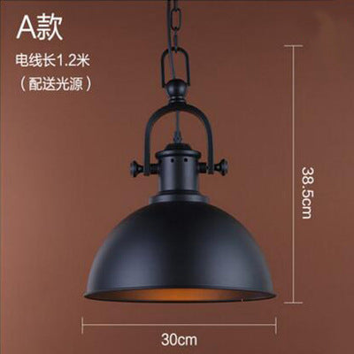 American retro industrial wind chandelier bar bar loft creative personality single head wrought iron lid small restaurant lamp