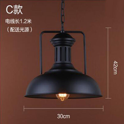 American retro industrial wind chandelier bar bar loft creative personality single head wrought iron lid small restaurant lamp