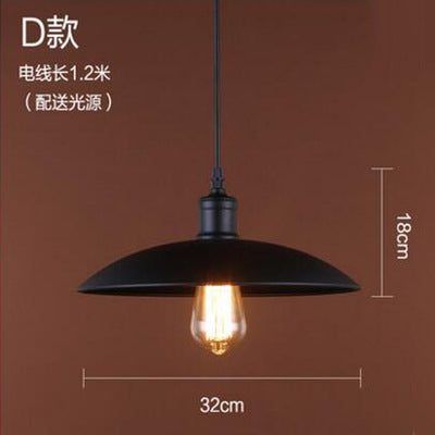 American retro industrial wind chandelier bar bar loft creative personality single head wrought iron lid small restaurant lamp