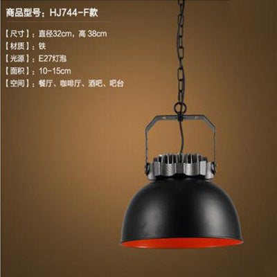American retro industrial wind chandelier bar bar loft creative personality single head wrought iron lid small restaurant lamp