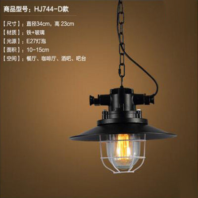 American retro industrial wind chandelier bar bar loft creative personality single head wrought iron lid small restaurant lamp