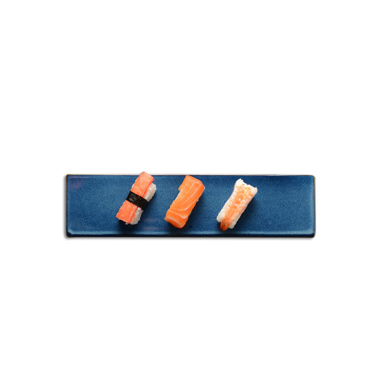 Ceramic kiln sushi plate flat cake dessert plate sashimi chicken wings long plate cold dish flat plate kiln glaze