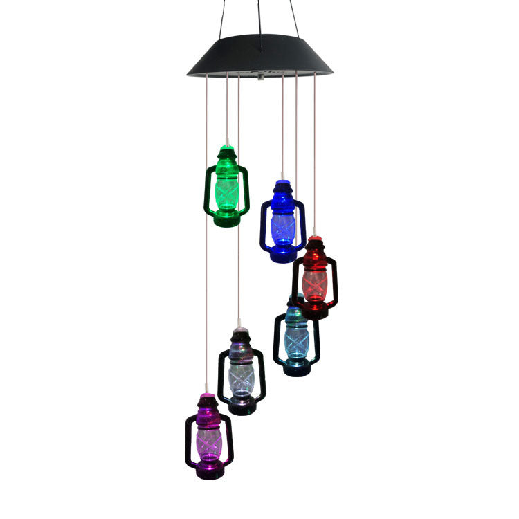 's new solar wind chime light, rice ball hummingbird color-changing light string LED outdoor garden decoration hanging light