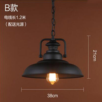 American retro industrial wind chandelier bar bar loft creative personality single head wrought iron lid small restaurant lamp
