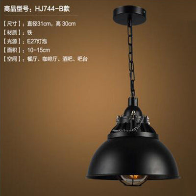 American retro industrial wind chandelier bar bar loft creative personality single head wrought iron lid small restaurant lamp