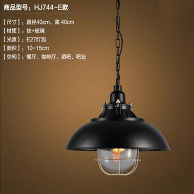 American retro industrial wind chandelier bar bar loft creative personality single head wrought iron lid small restaurant lamp