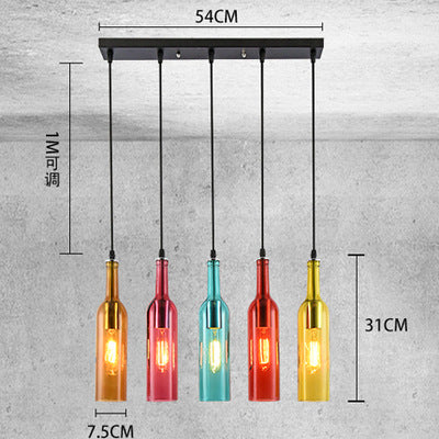 Wine bar chandelier retro industrial style wine bottle lamp restaurant clothing store creative personality wrought iron bar wine bottle chandelier