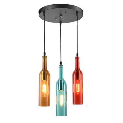 Wine bar chandelier retro industrial style wine bottle lamp restaurant clothing store creative personality wrought iron bar wine bottle chandelier