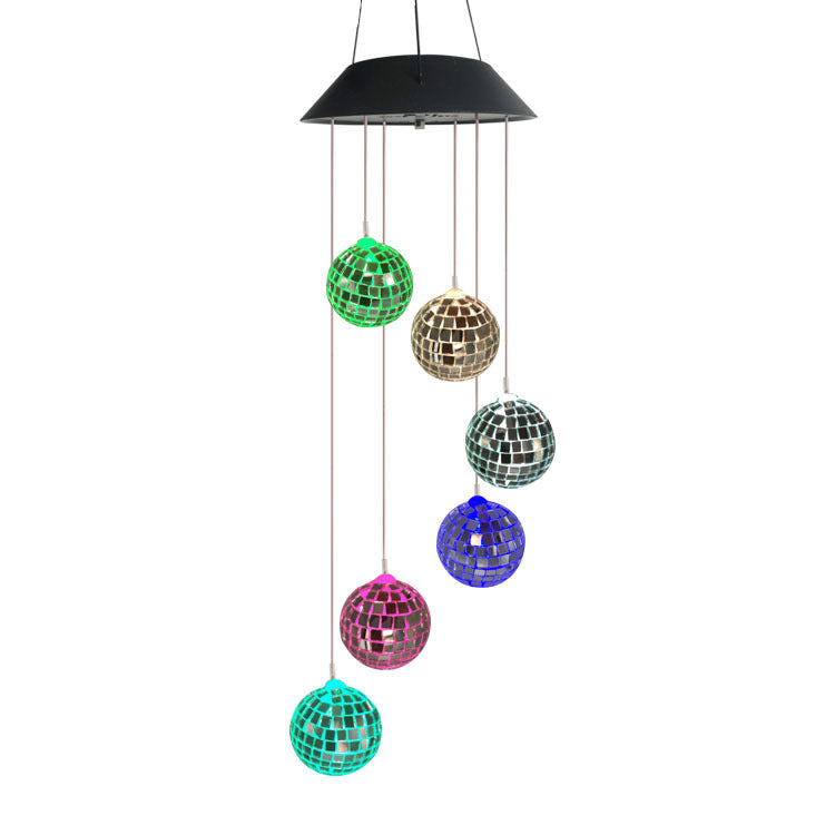 's new solar wind chime light, rice ball hummingbird color-changing light string LED outdoor garden decoration hanging light